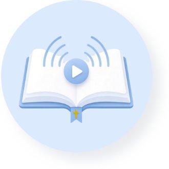 Icon of an open Bible with a play button